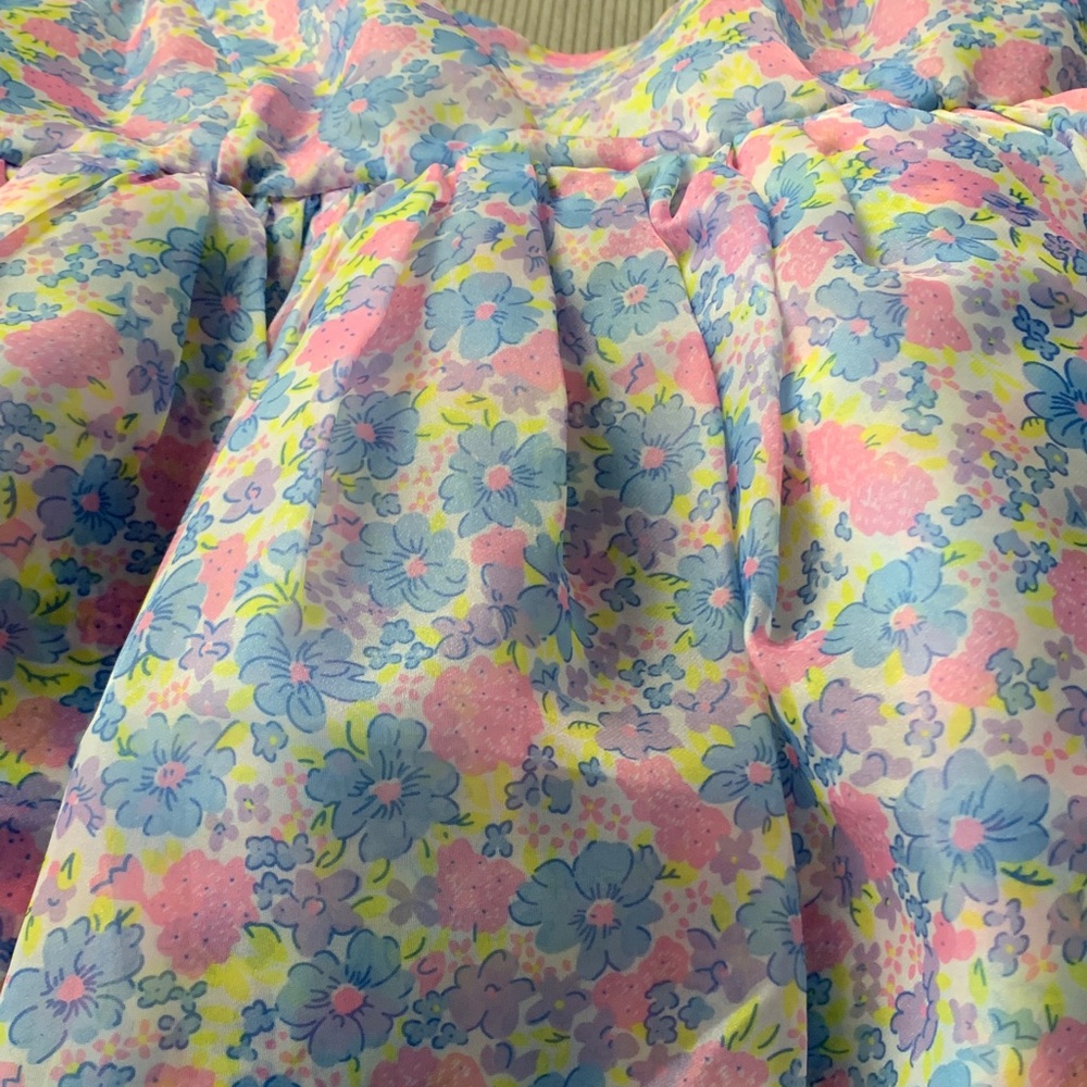 Selkie size medium new Bon Bon puff Floral mini Dress pink purple baby girl phot - Picture 6 of 11